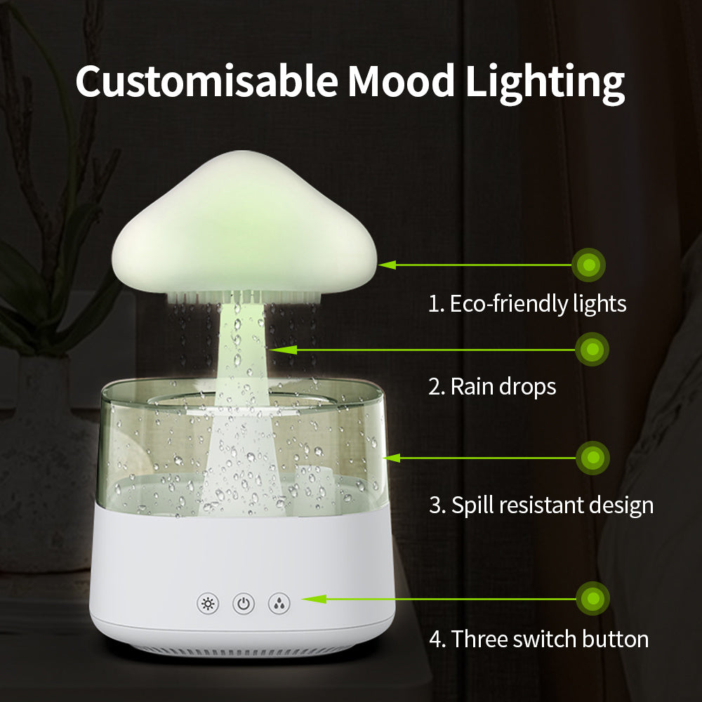 Rain Cloud & Mushroom Humidifier – Dreamy Water Drop Mist Diffuser