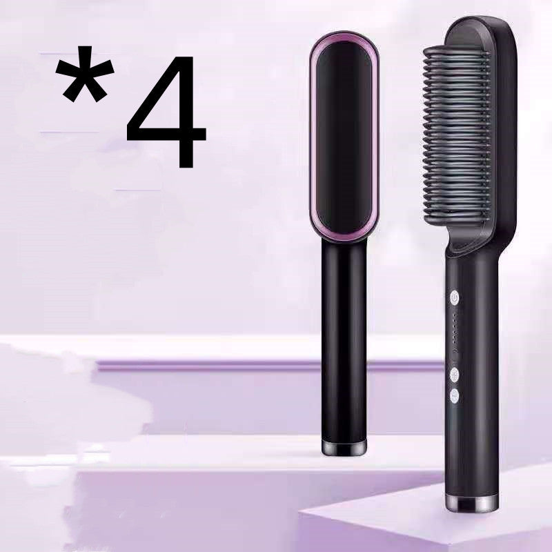 2-in-1 Hair Straightener Hot Comb – Negative Ion Electric Brush & Curling Tong