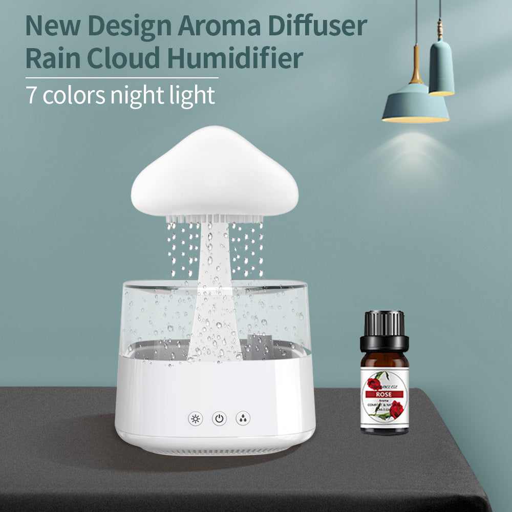 Rain Cloud & Mushroom Humidifier – Dreamy Water Drop Mist Diffuser