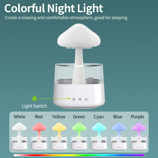 Rain Cloud & Mushroom Humidifier – Dreamy Water Drop Mist Diffuser