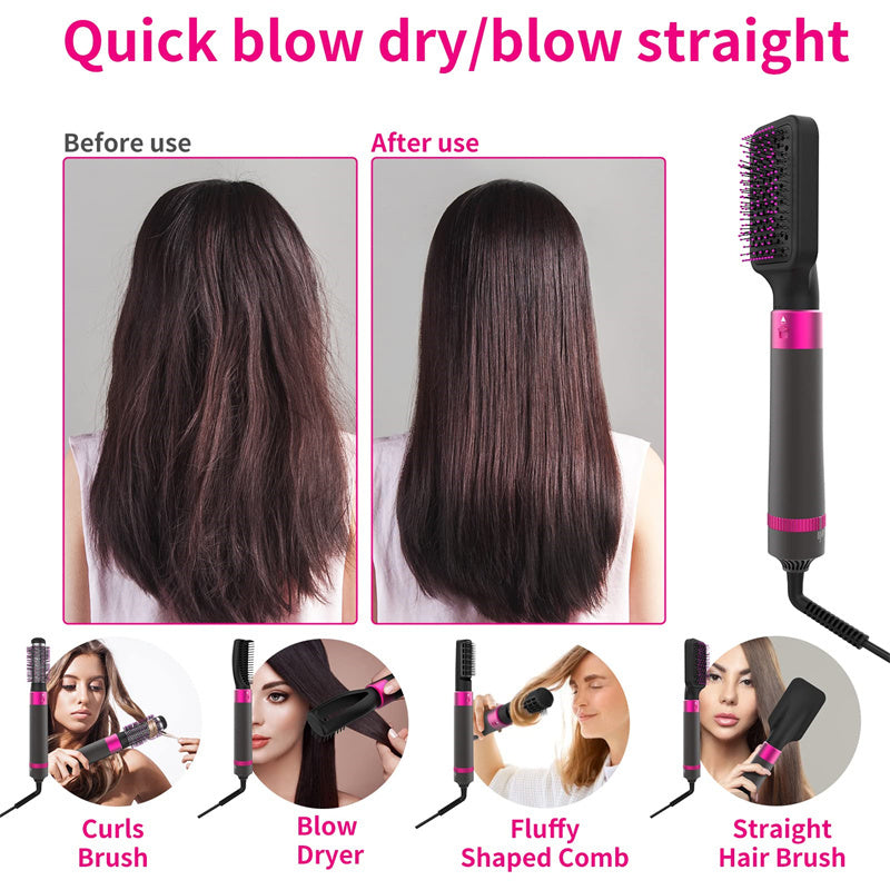 5-in-1 Hair Dryer Brush – Blow Dryer, Straightener & Curler in One Styling Tool