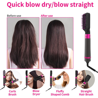 5-in-1 Hair Dryer Brush – Blow Dryer, Straightener & Curler in One Styling Tool