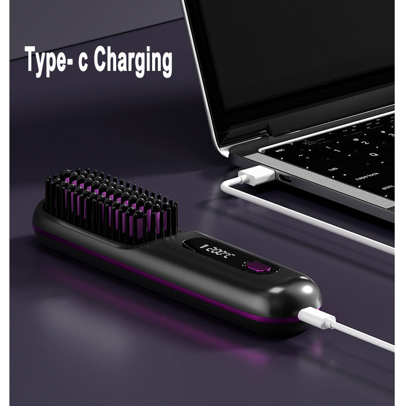 2-in-1 Wireless Hair Straightener Comb – USB Rechargeable & Portable