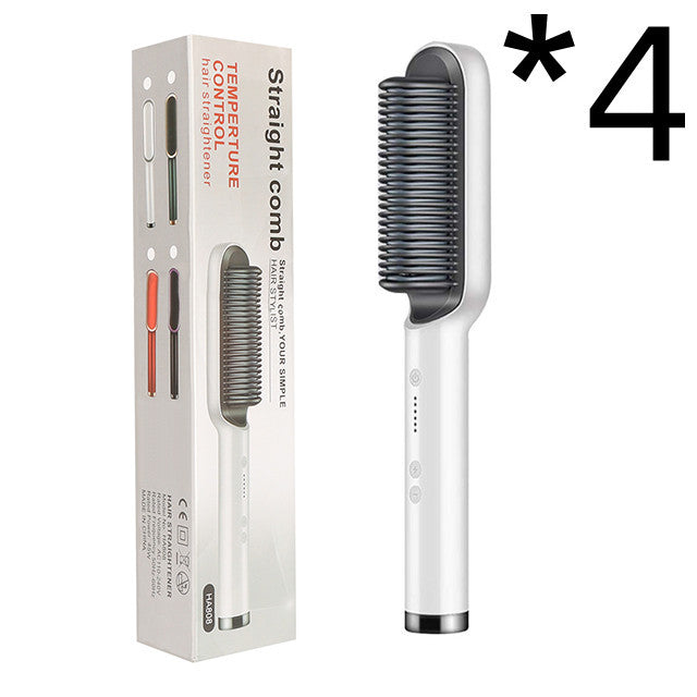 2-in-1 Hair Straightener Hot Comb – Negative Ion Electric Brush & Curling Tong