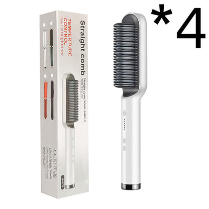 2-in-1 Hair Straightener Hot Comb – Negative Ion Electric Brush & Curling Tong