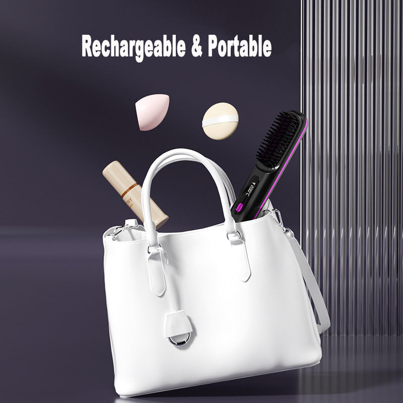 2-in-1 Wireless Hair Straightener Comb – USB Rechargeable & Portable