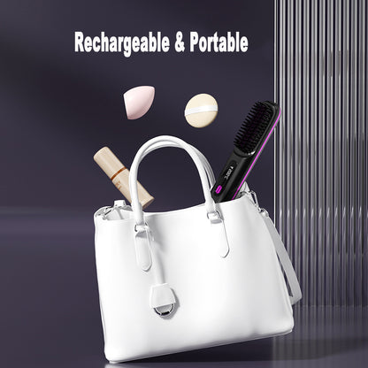 2-in-1 Wireless Hair Straightener Comb – USB Rechargeable & Portable