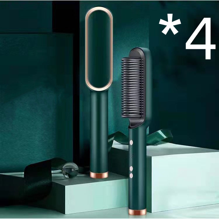 2-in-1 Hair Straightener Hot Comb – Negative Ion Electric Brush & Curling Tong