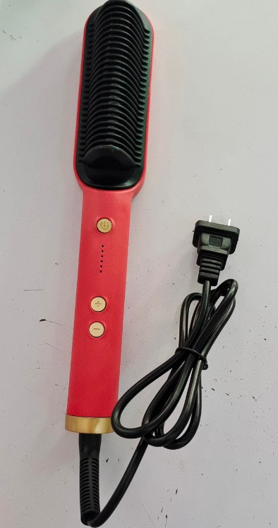 2-in-1 Hair Straightener Hot Comb – Negative Ion Electric Brush & Curling Tong