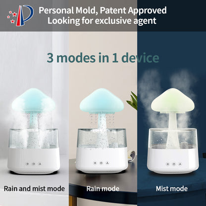 Rain Cloud & Mushroom Humidifier – Dreamy Water Drop Mist Diffuser