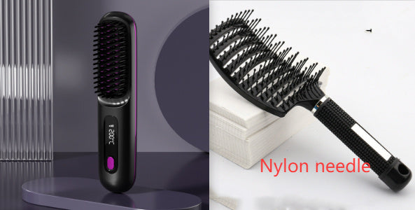 2-in-1 Wireless Hair Straightener Comb – USB Rechargeable & Portable