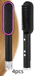2-in-1 Hair Straightener Hot Comb – Negative Ion Electric Brush & Curling Tong