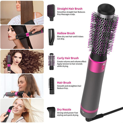 5-in-1 Hair Dryer Brush – Blow Dryer, Straightener & Curler in One Styling Tool