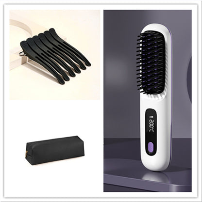 2-in-1 Wireless Hair Straightener Comb – USB Rechargeable & Portable