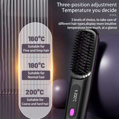 2-in-1 Wireless Hair Straightener Comb – USB Rechargeable & Portable