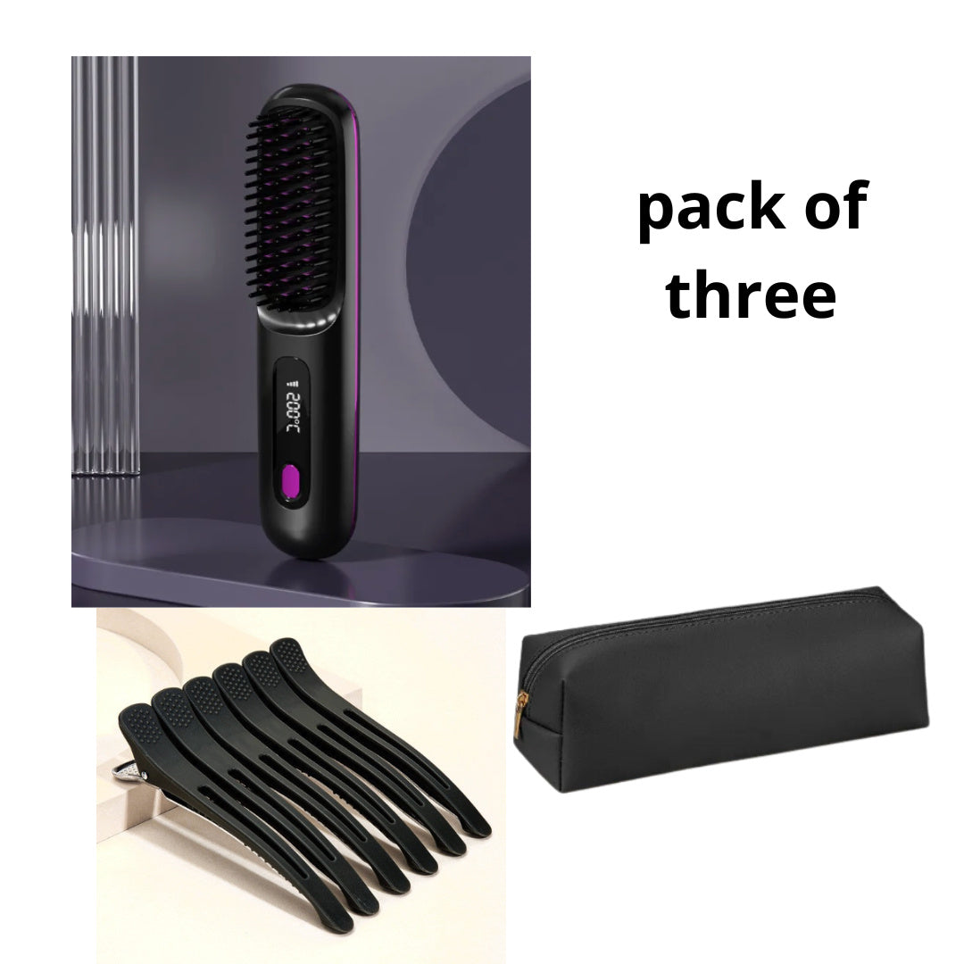 2-in-1 Wireless Hair Straightener Comb – USB Rechargeable & Portable